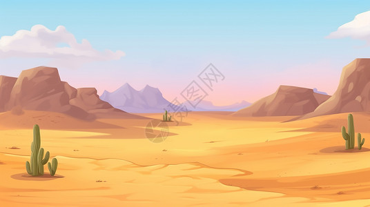 世界干旱日荒凉沙漠景观插画