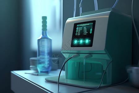 小棕瓶医院超声波机器医疗器械插画