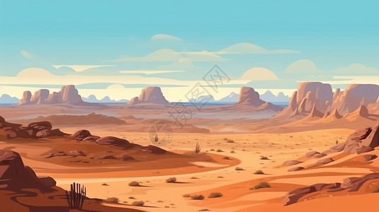 世界干旱日沙漠旷野干旱风景插画