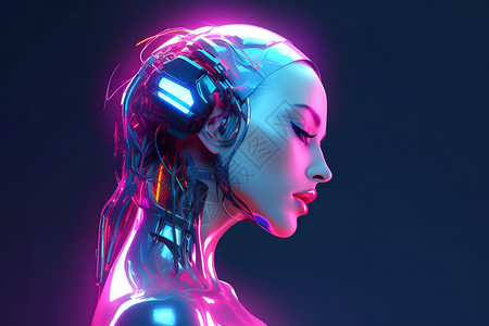 人工AI智能女性机器蒸汽波图片