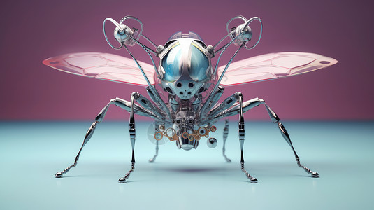 机器人苍蝇科技机械感插画