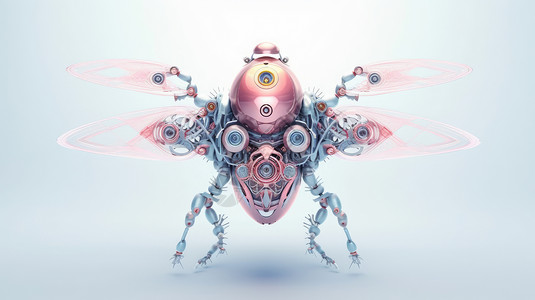 粉色科技感机械昆虫背景图片