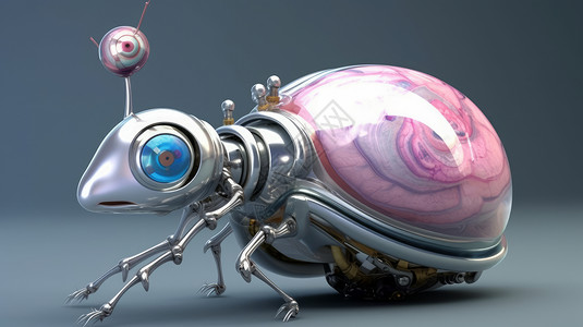 金属蚂蚁摆设机器科幻金属蜗牛插画