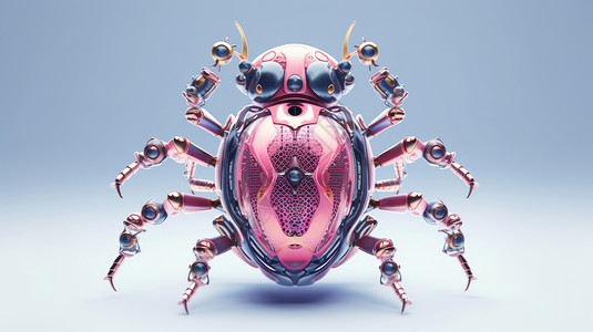 粉色科幻机械金属质感昆虫图片