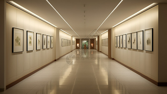 走廊墙展示丰富的中医文化遗产走廊插画