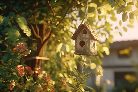 可爱小鸟的家背景图片