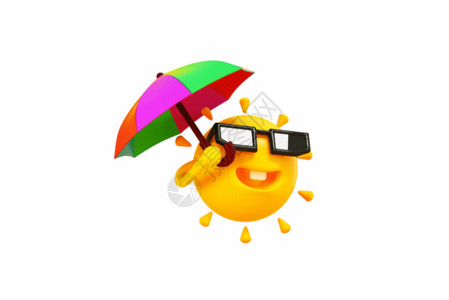 高温警示图标创意C4D夏季高温太阳表情图标GIF高清图片