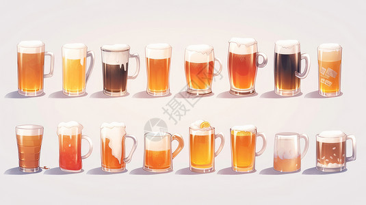 简约各种各样的卡通玻璃啤酒杯图片