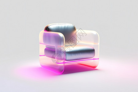 沙发特写3d微型概念扶手椅图标插画