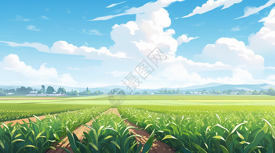 有机的生态农业乡村田地菜地风景插画