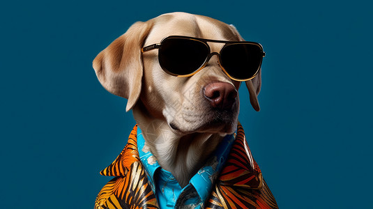 戴墨镜穿西装酷酷的狗高清图片