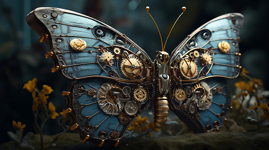 机械蝴蝶昆虫背景图片