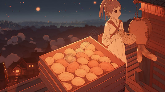 可爱中秋节月饼插画图片