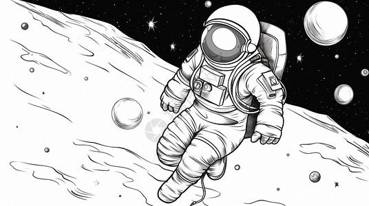 一位宇航员站在地球表面看月亮图片