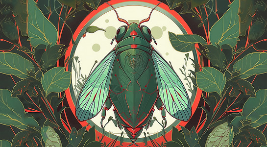 扁平昆虫插画图片