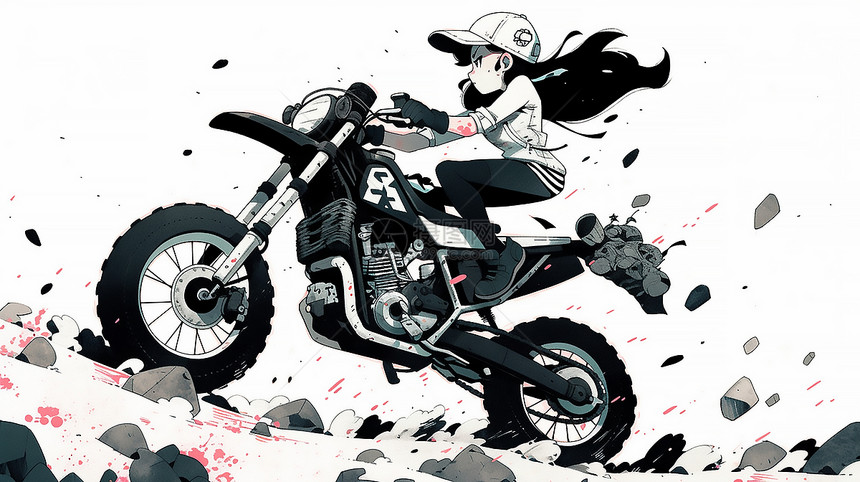 骑越野摩托的女生图片