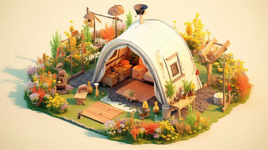 露营帐篷插画图片