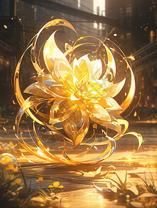 金色光线浪漫橙色花朵背景图片