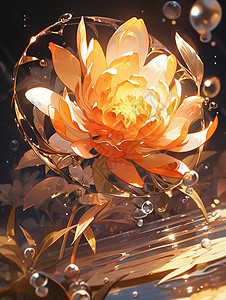 发光橙色花朵浪漫梦幻插画图片