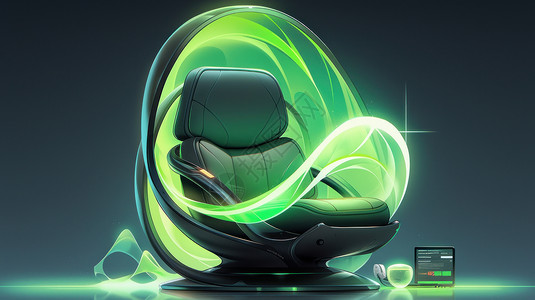 单人椅科技感绿色时尚的单人卡通沙发插画