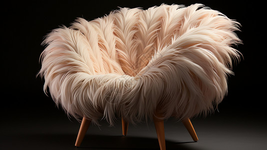 鸵鸟羽毛粉色长羽毛单人沙发椅创意家具插画