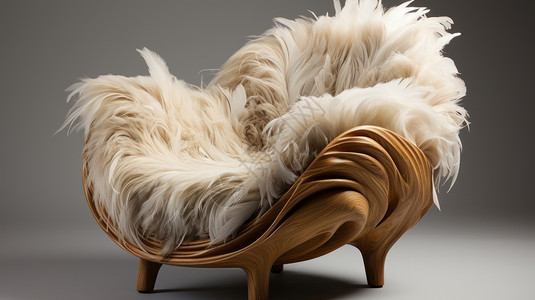 家具实木高贵华丽的羽毛坐垫实木沙发椅插画