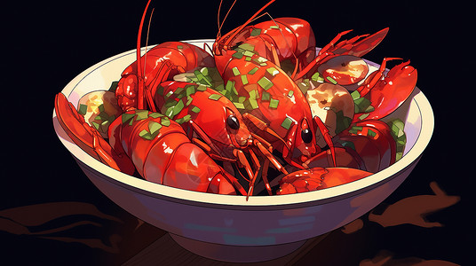 海鲜自助晚餐夏天美味小龙虾插画