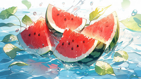 夏日清凉解暑水果西瓜卡通图片