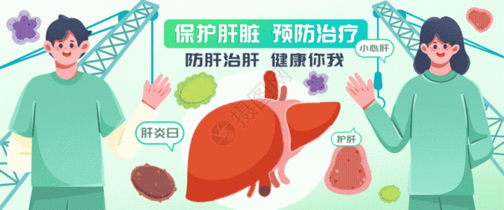 世界肝炎日插画bannergif动图图片