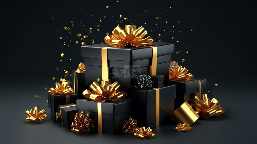 黑色礼盒组合高尚礼品盒图片