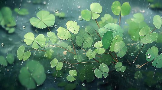 被雨淋的小草背景图片