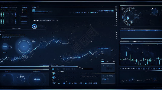数字电子折线走势图监测插画
