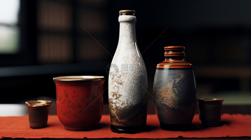 传统白酒壶瓷器质感图片