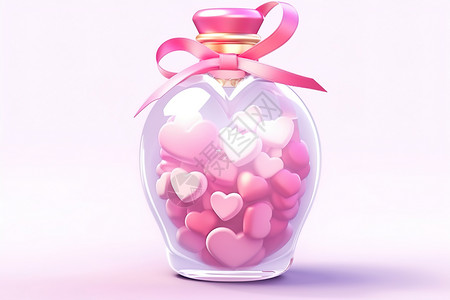 爱心糖果小瓶子玻璃瓶子装着的爱心卡通插画插画