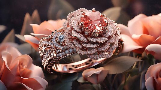 玫瑰钻石戒指图片