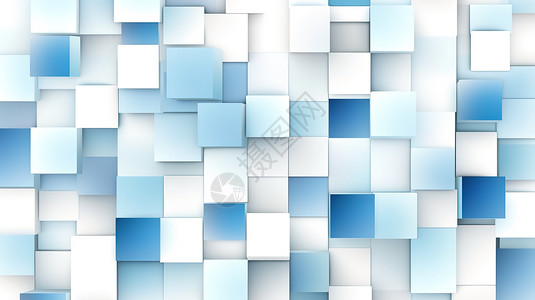 蓝白方形几何拼接创意图图片