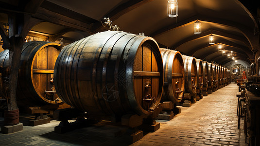 葡萄酒地窖酒厂发酵存储图片