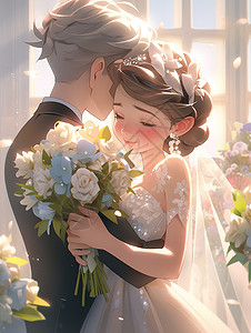 幸福的婚礼卡通可爱盲盒背景图片