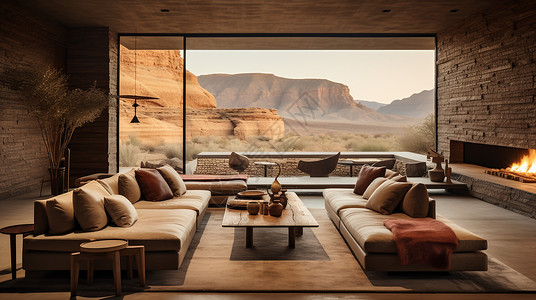 简约现代橡木沙漠别墅个性设计背景图片