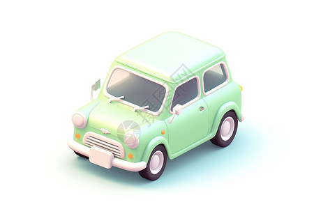 绿色经典汽车3D图标图片