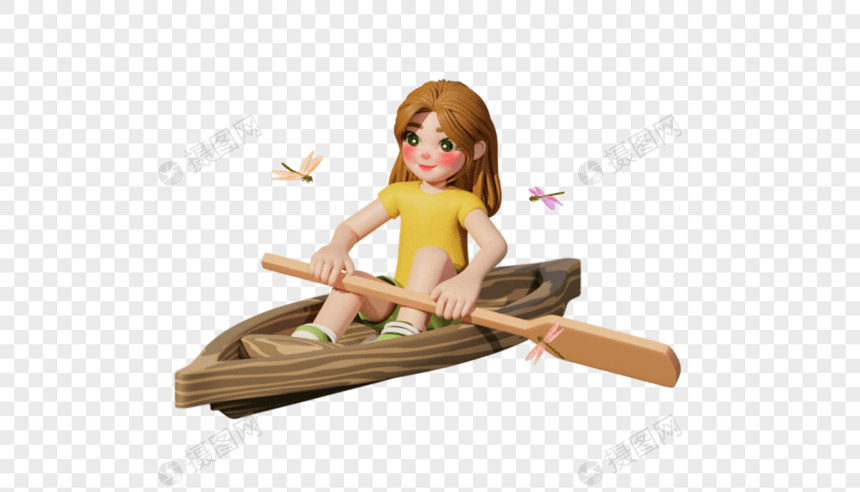 夏日女孩划船图片