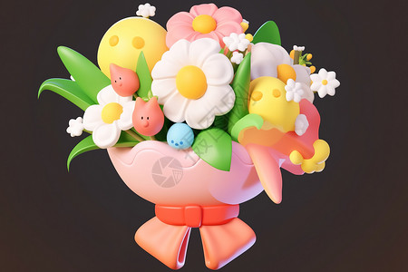 一束可爱小巧鲜花3D背景图片