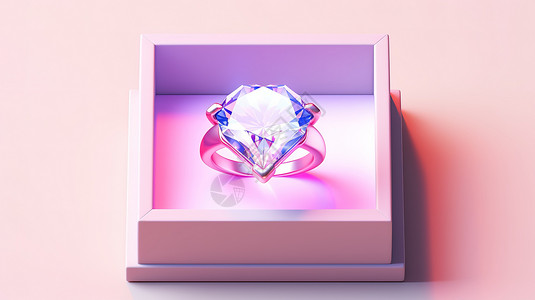 钻石戒指盒3D图标高清图片