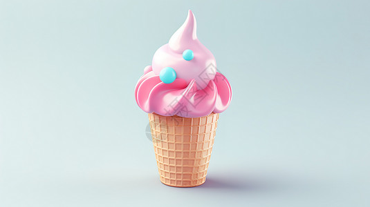 蛋筒冰激凌雪糕甜筒3D图标插画