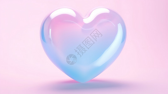 粉蓝色水晶爱心心形3D图标背景图片