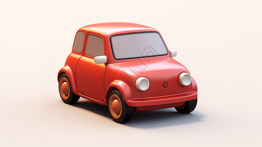 一辆红色3D汽车图标图片