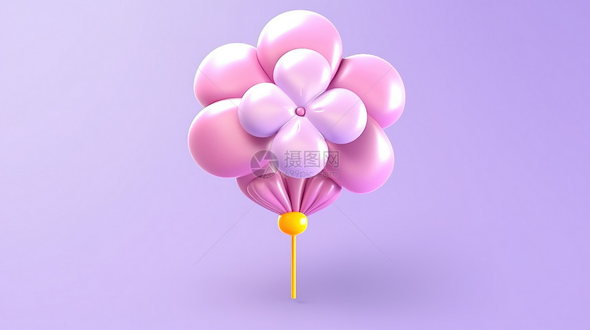 一个可爱花朵形状的气球3D图标图片