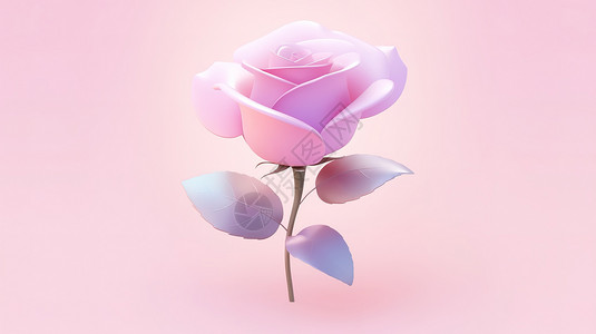 一朵玫瑰花3D图标背景图片