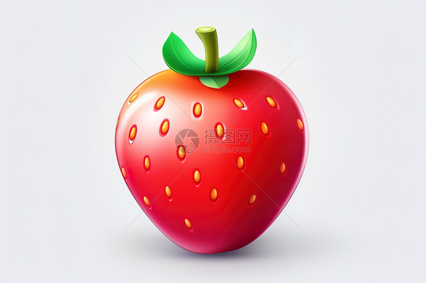 一个水果草莓3D图标图片