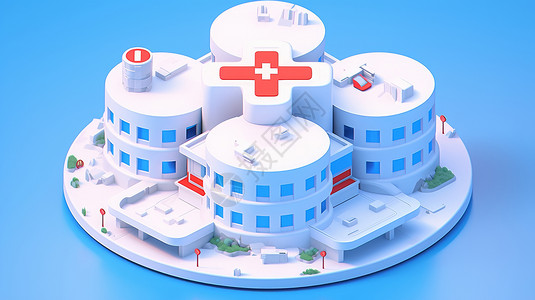 可爱的卡通医院房子背景图片